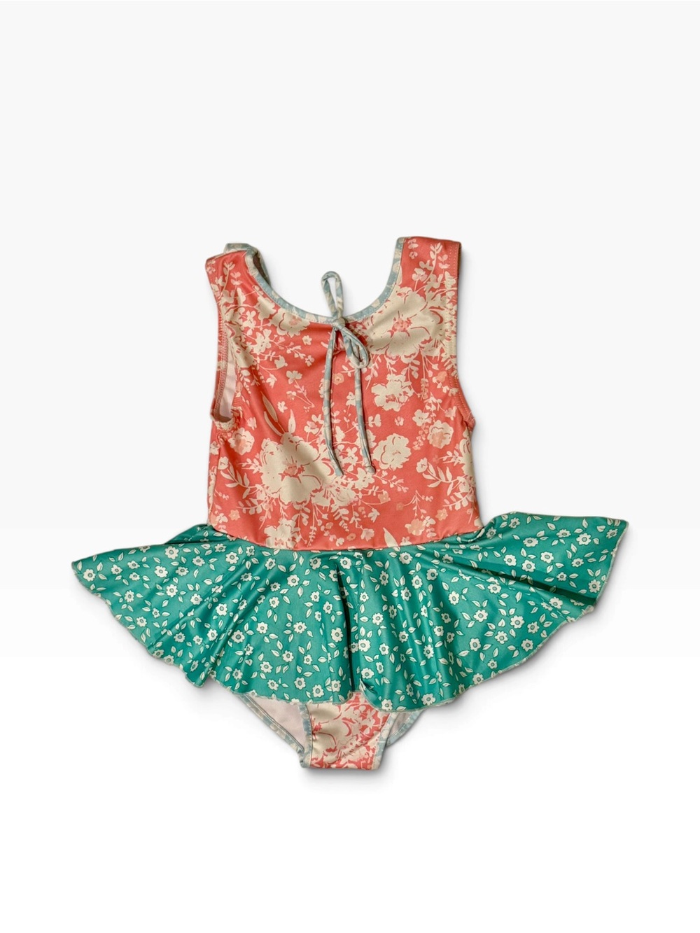 SweetHoney Coral & Teal Floral Tutu One-Piece Swimsuit